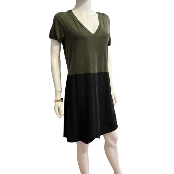 Anthropologie Dolan Olive Green Black Shift T-Shirt Dress, M - Picture 1 of 6